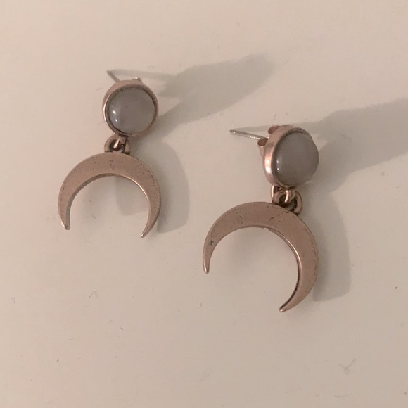 Alex and Ani Jewelry - Alex and Ani rose quartz half moon earrings